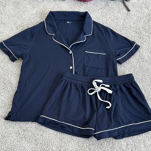 GAP Dark Blue Women's Pajama Set with White Trim